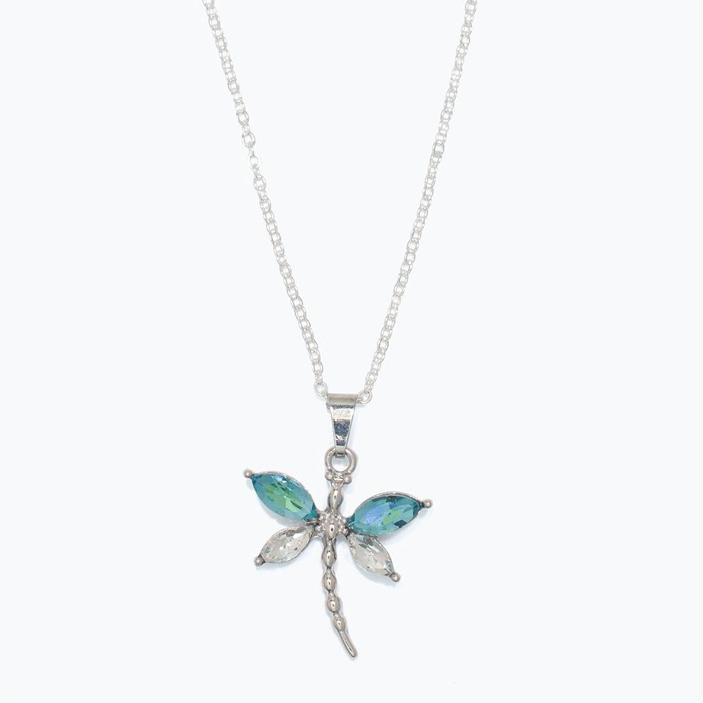 Necklace - Aqua + Clear Dragonfly - Mellow Monkey