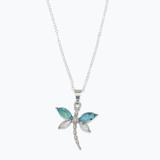 Necklace - Aqua + Clear Dragonfly - Mellow Monkey