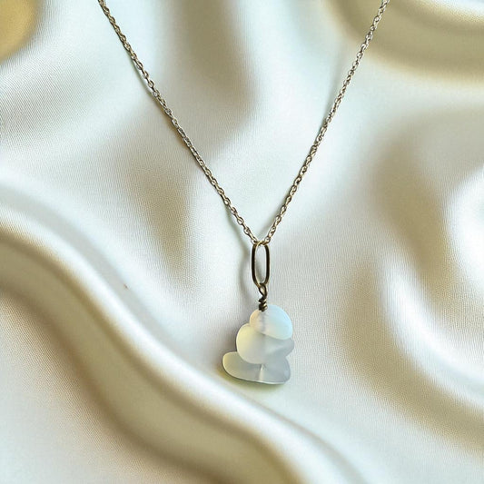 Moonstone - Gold Sea Glass Necklace - Mellow Monkey