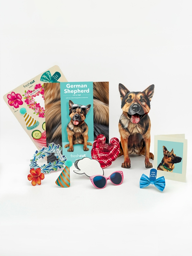 German Shepherd - Freshcut Pop-Up Pet Greeting Cards - Mellow Monkey