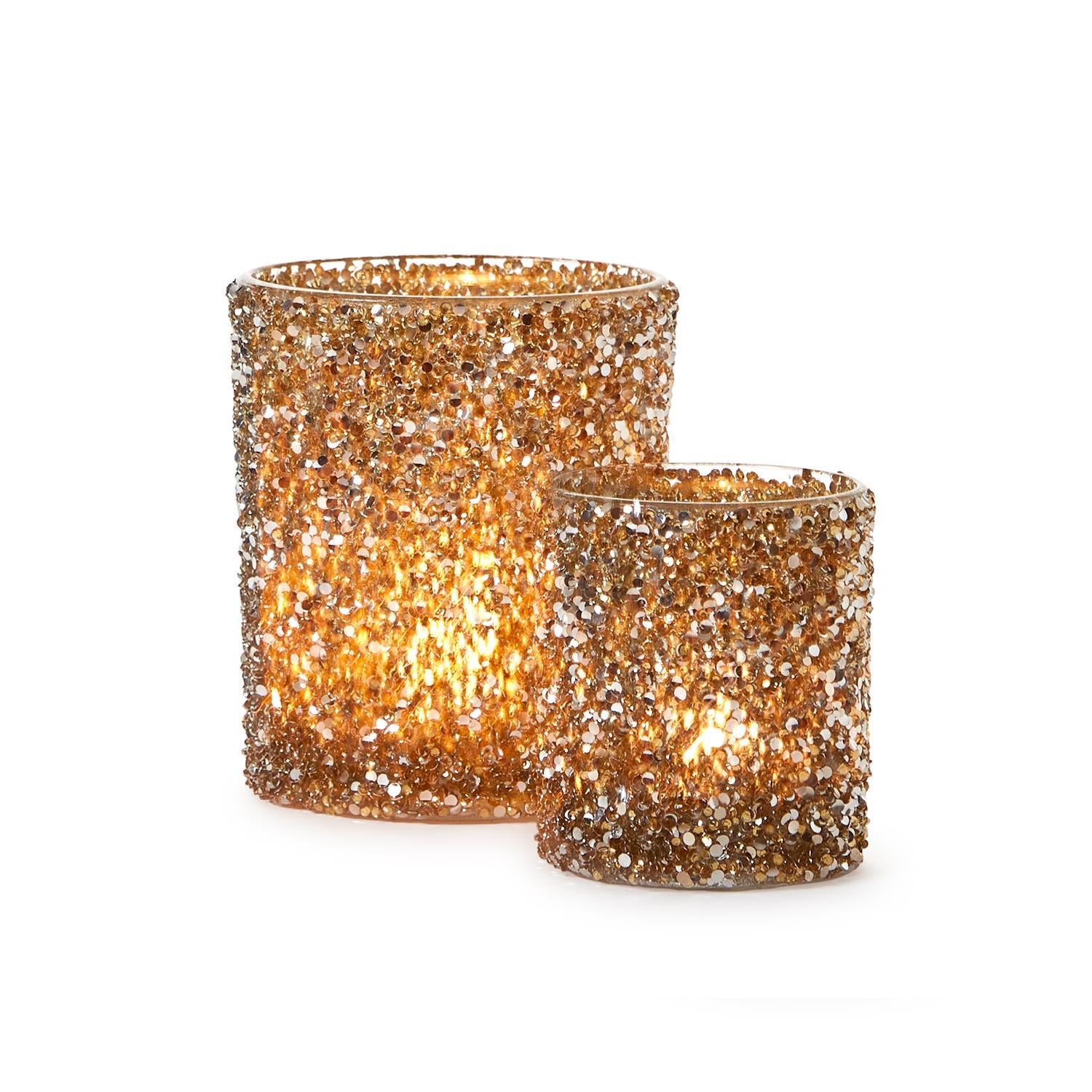 Gold Bead Encrusted Candle Holder - Mellow Monkey
