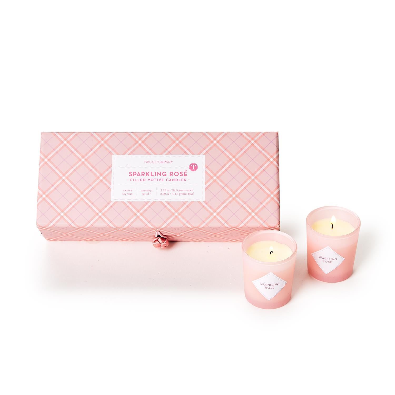 Pink Sugar Set of 3 Sparkling Rosé Scented Candles in Gift Box - Mellow Monkey