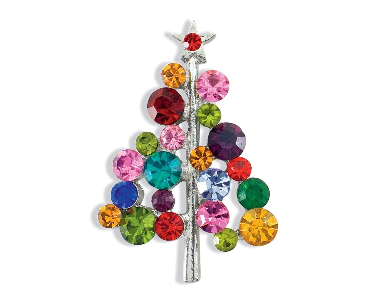 Jeweled Christmas Tree Holiday Pin/Brooch - Mellow Monkey