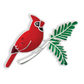 Cardinal on Branch Holiday Pin/Brooch