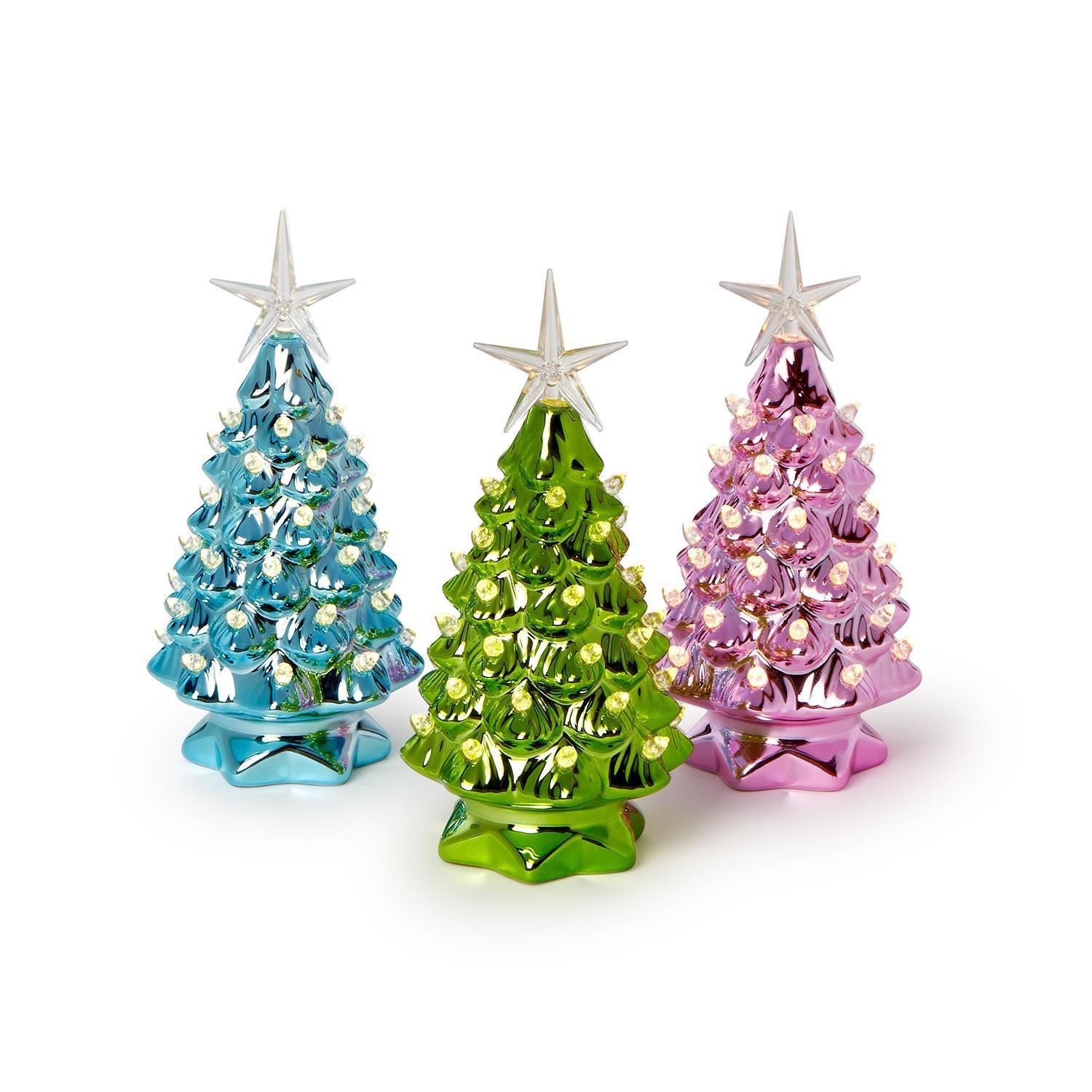 Metallic Christmas Tree with LED Lights - 8-1/2-in - Mellow Monkey