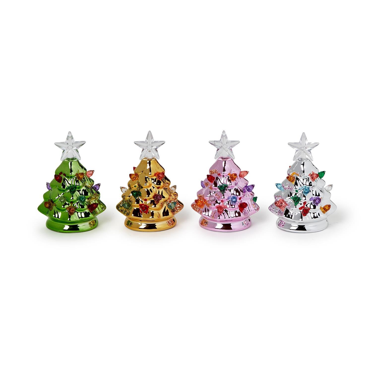 Metallic Mini Tree with LED Lights - 4-3/4-in - Mellow Monkey