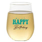 Happy Birthday (Pink / Aqua) - Shatterproof Stemless Wine Glass - 2-pk - Mellow Monkey