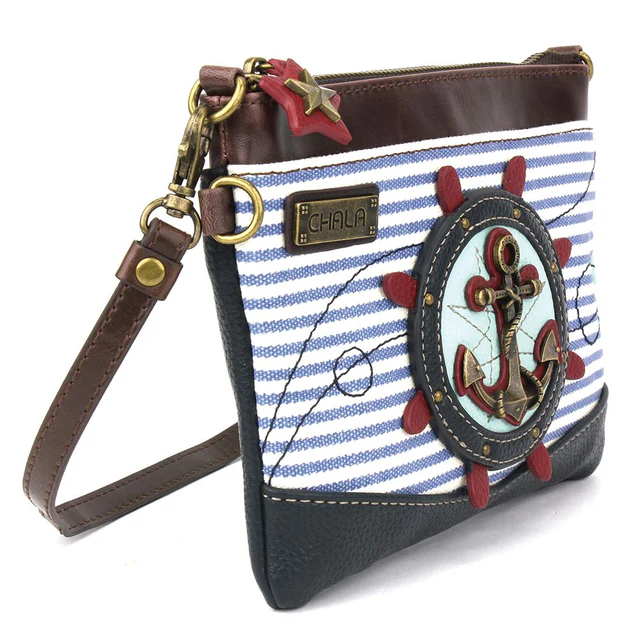 Blue Striped Anchor - Chala Mini Crossbody - Mellow Monkey