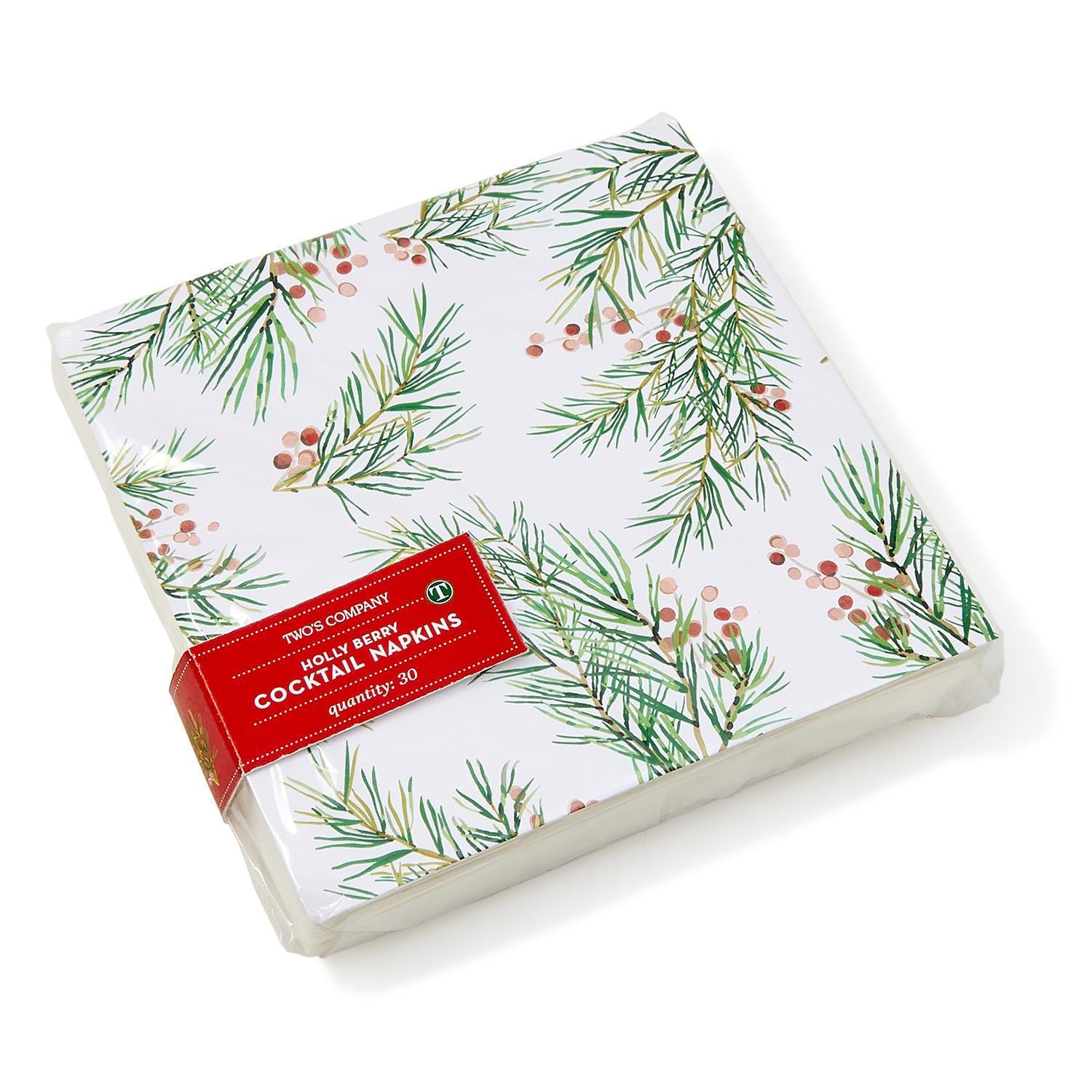 Pine Berry 3-Ply Paper Napkins - Square - Set of 30 - Mellow Monkey