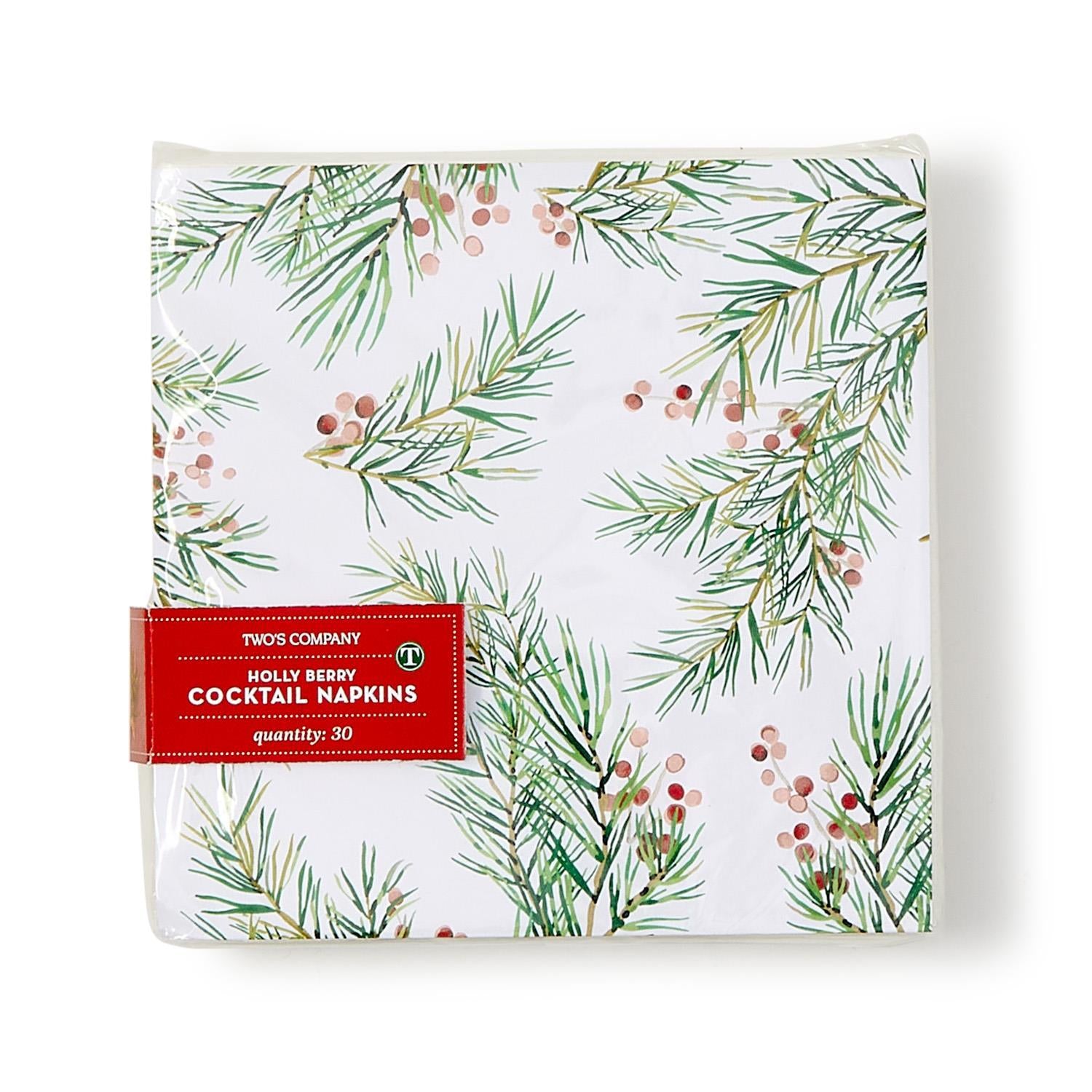 Pine Berry 3-Ply Paper Napkins - Square - Set of 30 - Mellow Monkey
