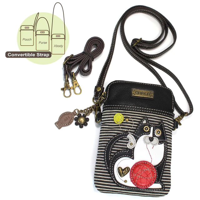 Fat Cat Chala Cellphone Crossbody Black Stripe Mellow Monkey