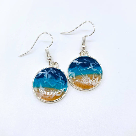 Handcrafted Resin Ocean Beach Wave Circle Earrings - Mellow Monkey