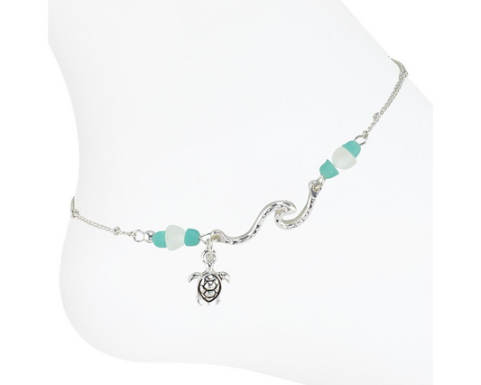 Turtle and Sea Glass - Anklet - Mellow Monkey