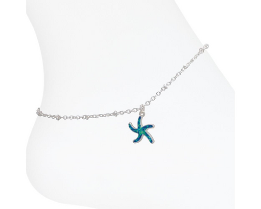 Glittering Silver Starfish - Anklet - Mellow Monkey