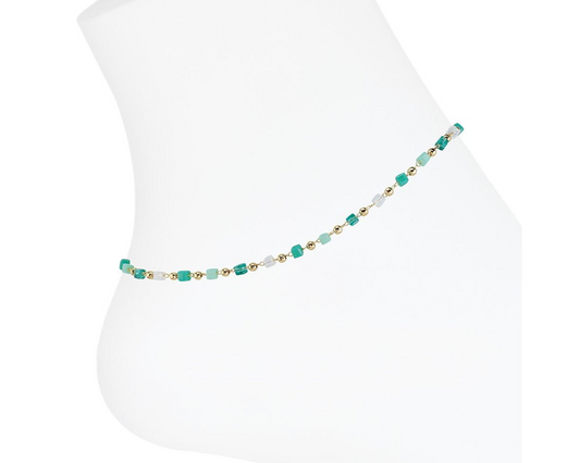 Multi Green Beaded - Anklet - Mellow Monkey