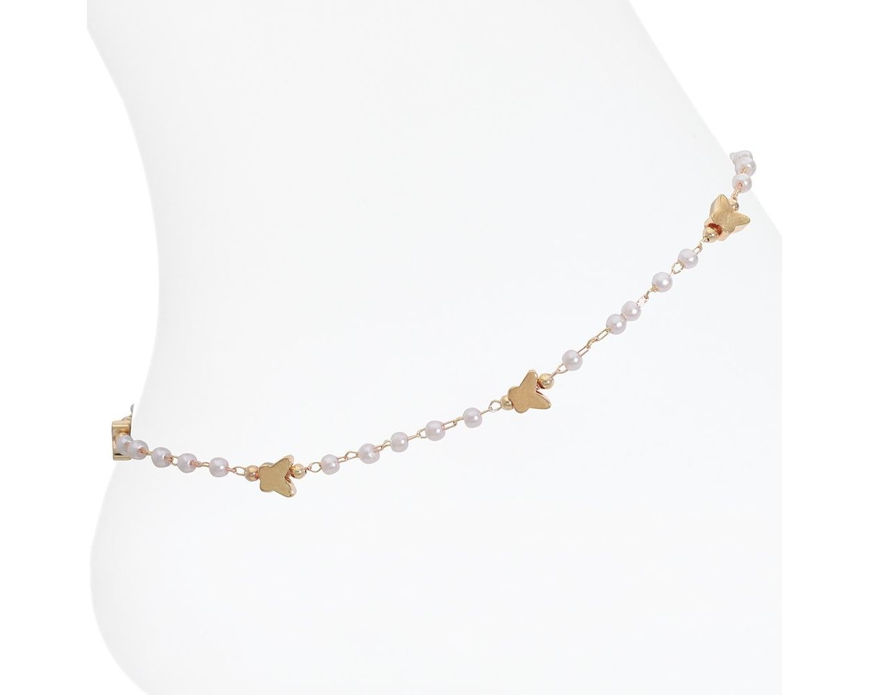 Gold Butterflies with Pearls - Anklet - Mellow Monkey