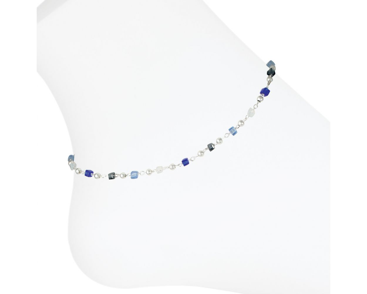 Silver with Blue Crystals - Anklet - Mellow Monkey