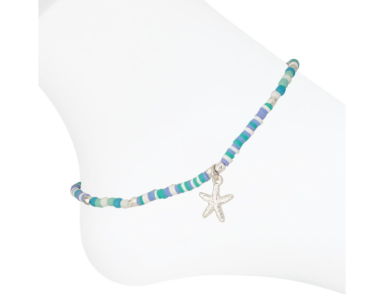 Silver Textured Starfish - Anklet - Mellow Monkey