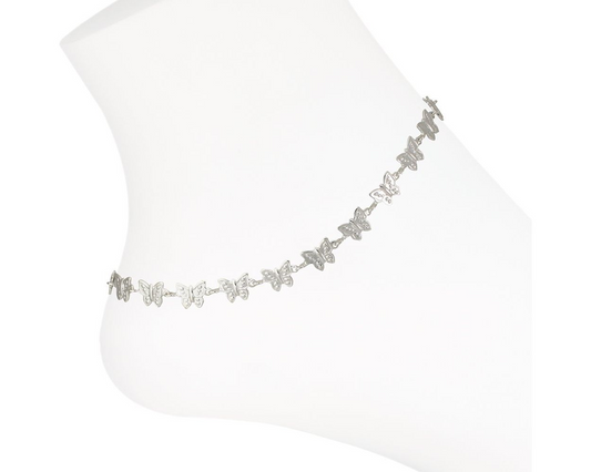 Silver Multi Butterflies - Anklet - Mellow Monkey