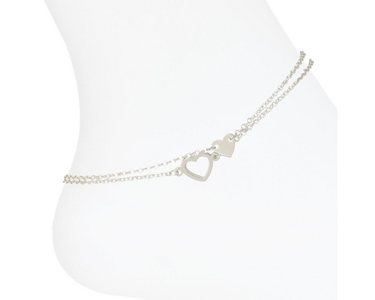 Set of 2 Silver Hearts - Anklet - Mellow Monkey