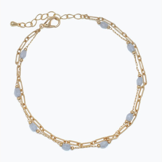 Blue Beads With Gold Chain - Anklet - Mellow Monkey