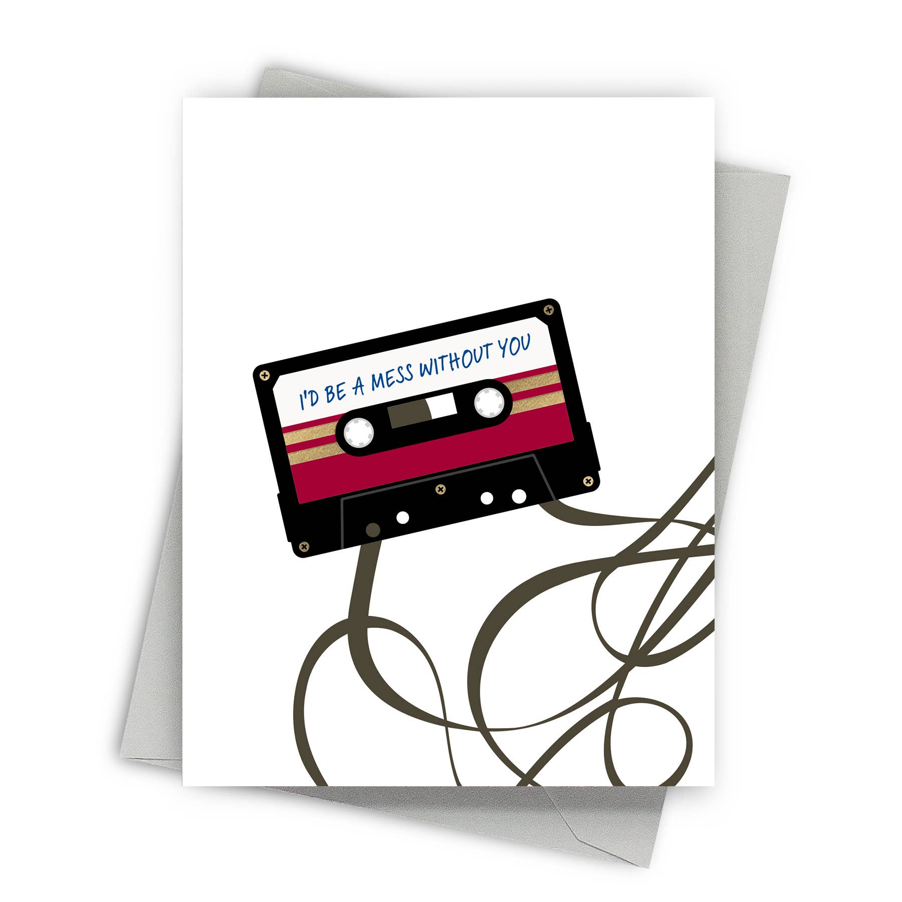 Cassette Tape Greeting Card – I'd Be a Mess Without You - Mellow Monkey