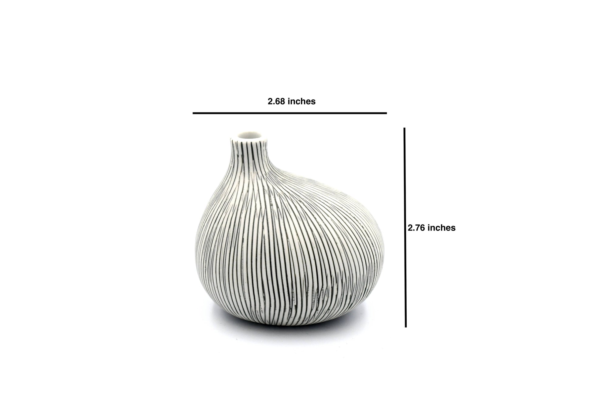 Mini Omo - Handcrafted Porcelain Bud Vase - White with Black Lines - 2.7 x 2 x 2.8 in - Mellow Monkey