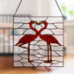 Pink Flamingos Stained Glass Window Panel - 12-1/2-in