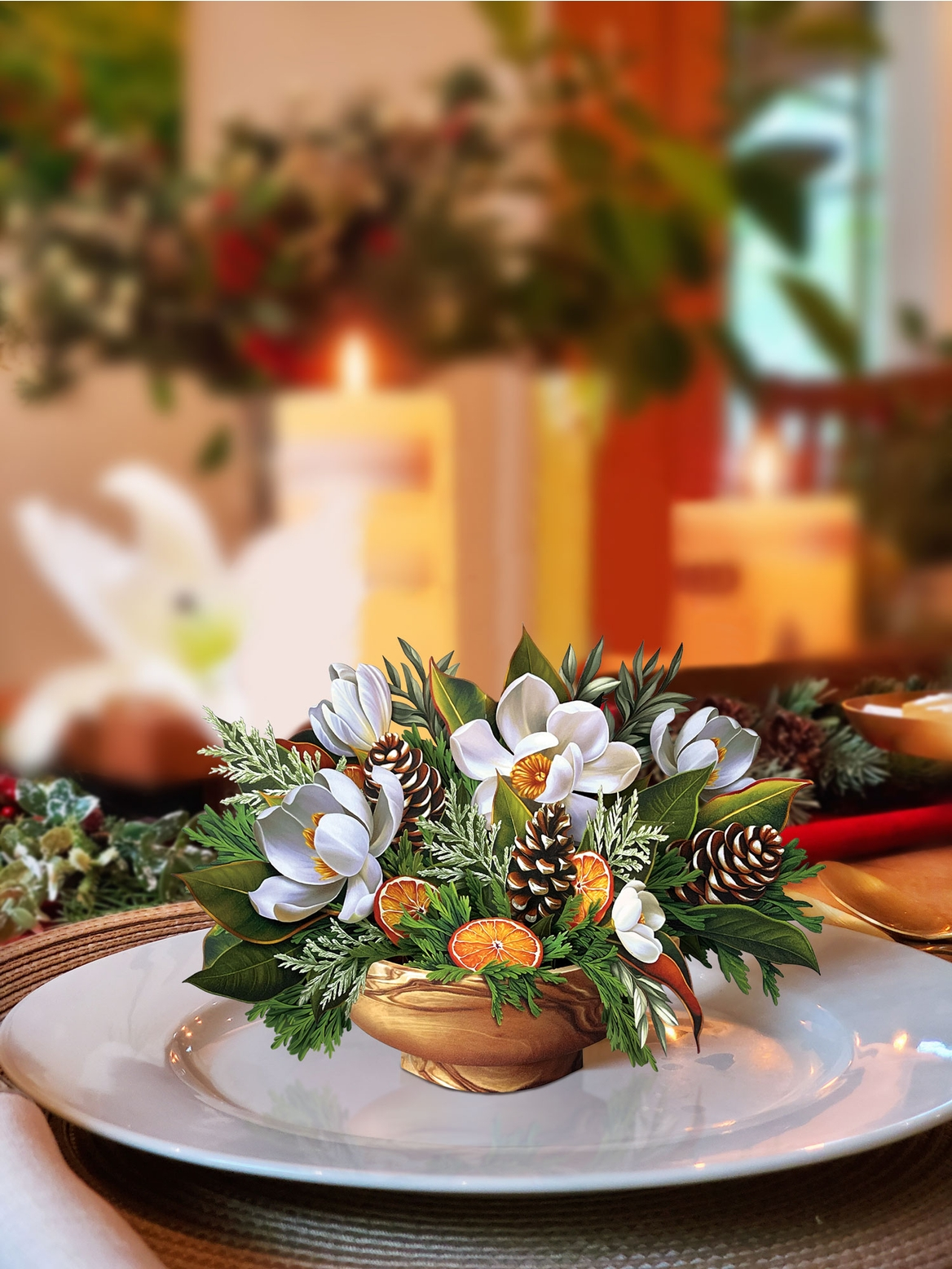 Freshcut Paper Mini Winter Magnolia Pop-Up Bouquet and Greeting Card - Mellow Monkey