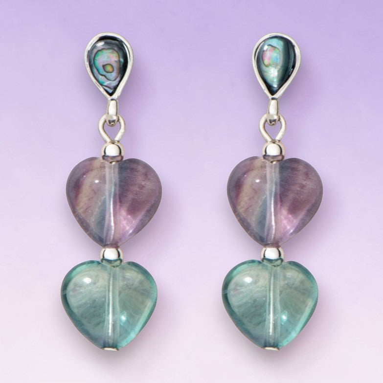 Wild Pearle Fluorite Heart Earrings - Mellow Monkey
