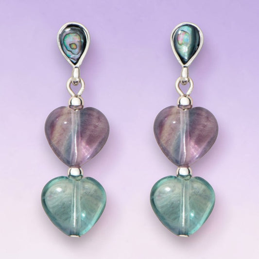 Wild Pearle Fluorite Heart Earrings - Mellow Monkey
