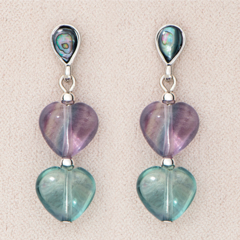 Wild Pearle Fluorite Heart Earrings - Mellow Monkey