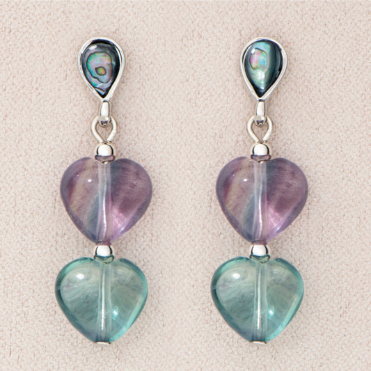 Wild Pearle Fluorite Heart Earrings - Mellow Monkey