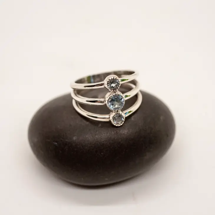 Sterling Silver Stacked Topaz Band Ring - Mellow Monkey