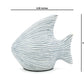 Mini Fish Porcelain Ceramic Sculpture Ornament - White with Blue Stripes - 4 x 2.5 x 3.5 in - Mellow Monkey