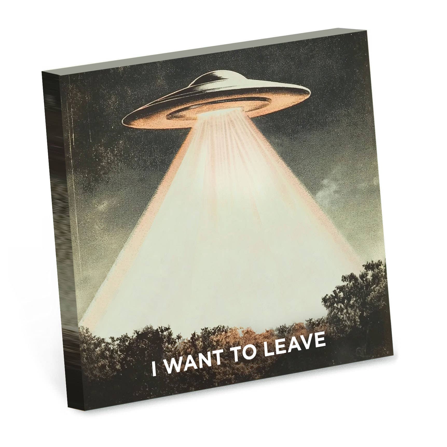 I Want to Leave - Funny Alien Sticky Note Pad - Mellow Monkey
