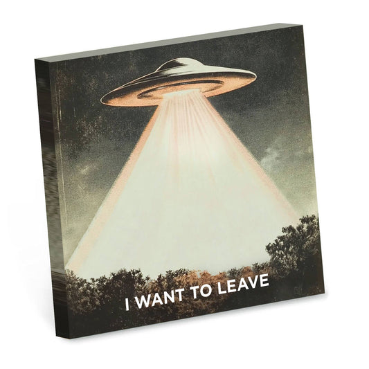 I Want to Leave - Funny Alien Sticky Note Pad - Mellow Monkey