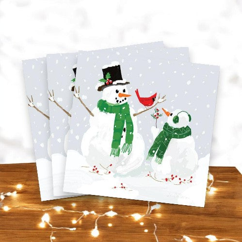 Snowmen and Cardinal - Cocktail Beverage Napkins 20-Ct - Mellow Monkey