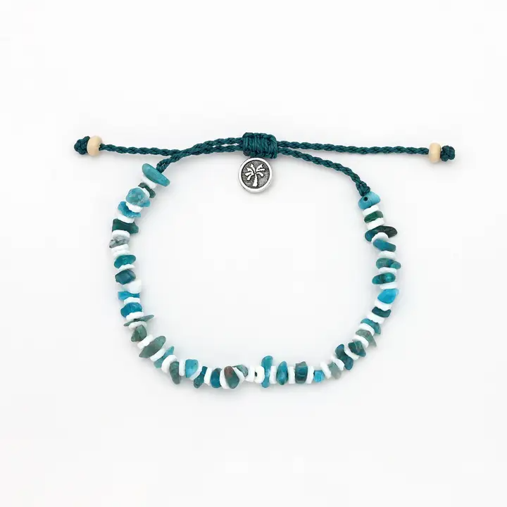 Deep Ocean Dunes Stone Beaded Anklet - Surf Jewelry - Mellow Monkey