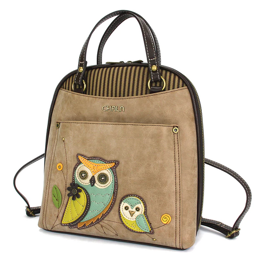 Owls - Chala Convertible Backpack Purse - Mellow Monkey