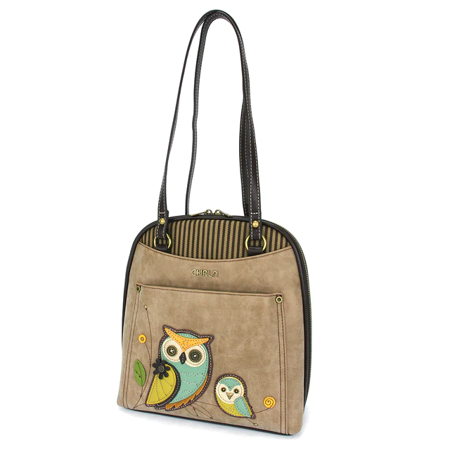 Owls - Chala Convertible Backpack Purse - Mellow Monkey