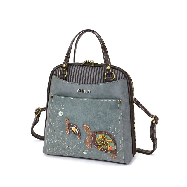 Turtle - Chala Convertible Backpack Purse - Mellow Monkey