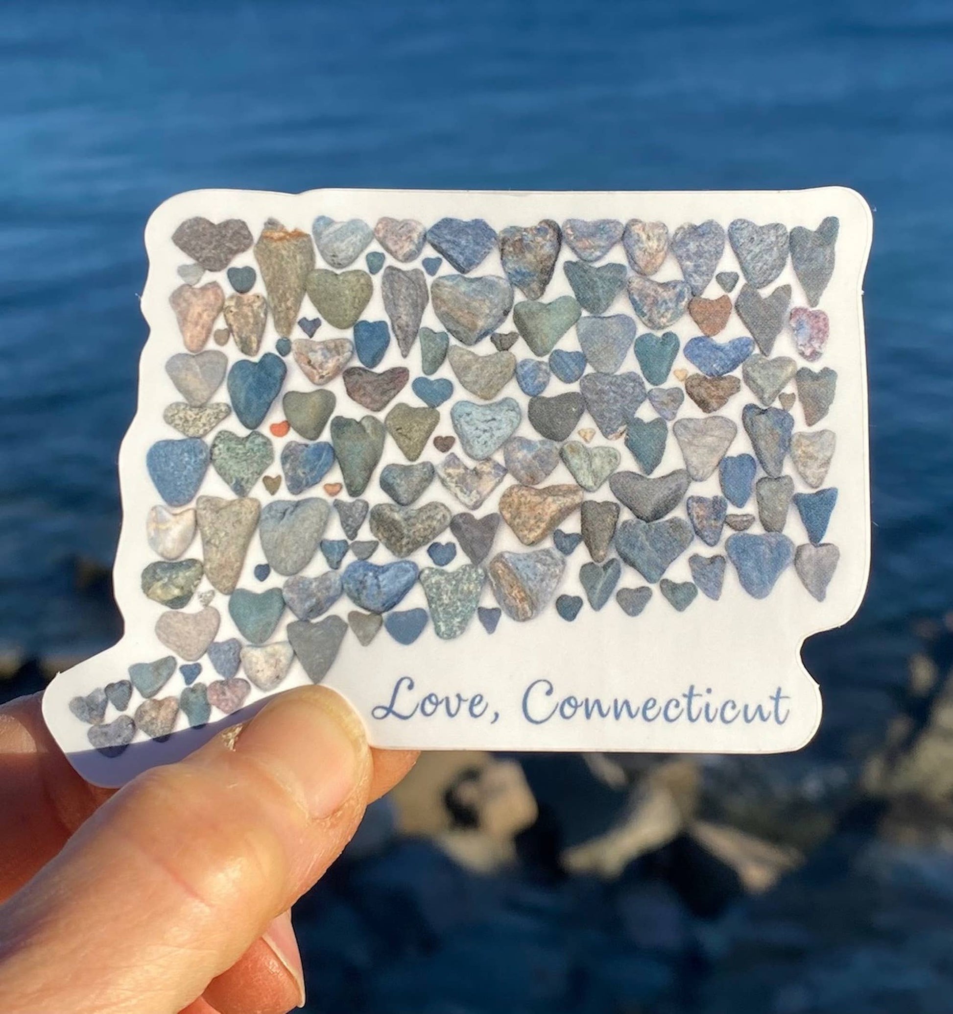 Love Connecticut Heart Shaped Rocks Vinyl Decal / Sticker - Mellow Monkey