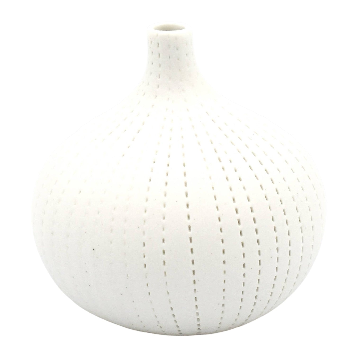 Tiny Congo - Handcrafted Porcelain Bud Vase - White with Gray Dotted Lines - 2.5 x 2.5 x 2.6 in - Mellow Monkey