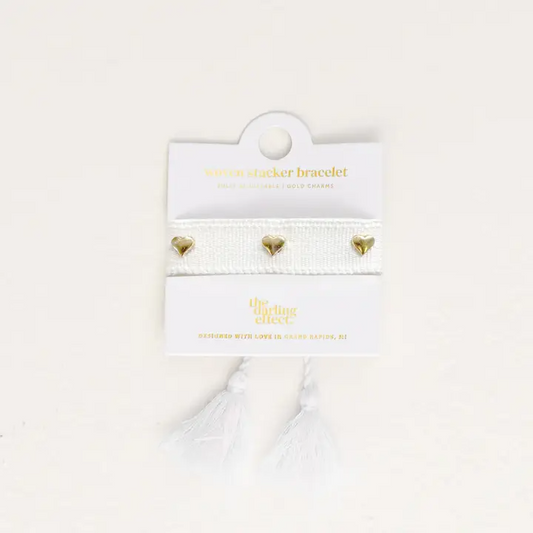 Hearts - White Woven Stacker Bracelet