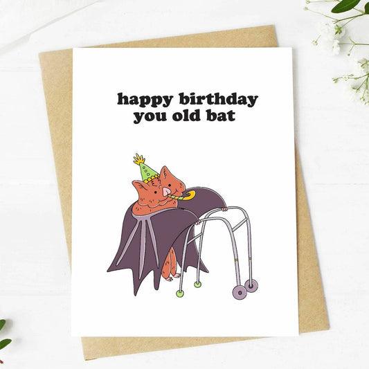 Happy Birthday You Old Bat - Birthday Greeting Card - Mellow Monkey