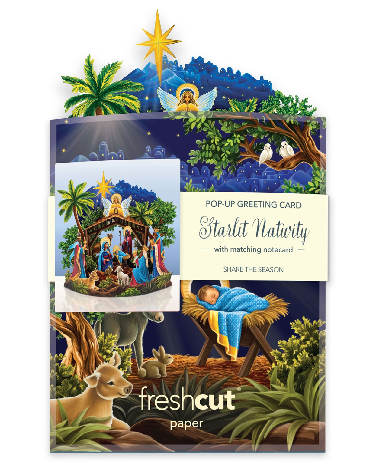 Freshcut Paper Mini Nativity Pop-Up Greeting Card - Mellow Monkey