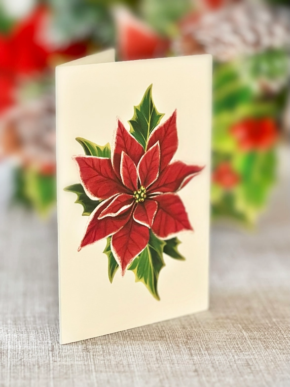 Birch Poinsettia - Pop-Up Flower Bouquet Greeting Card - Mellow Monkey