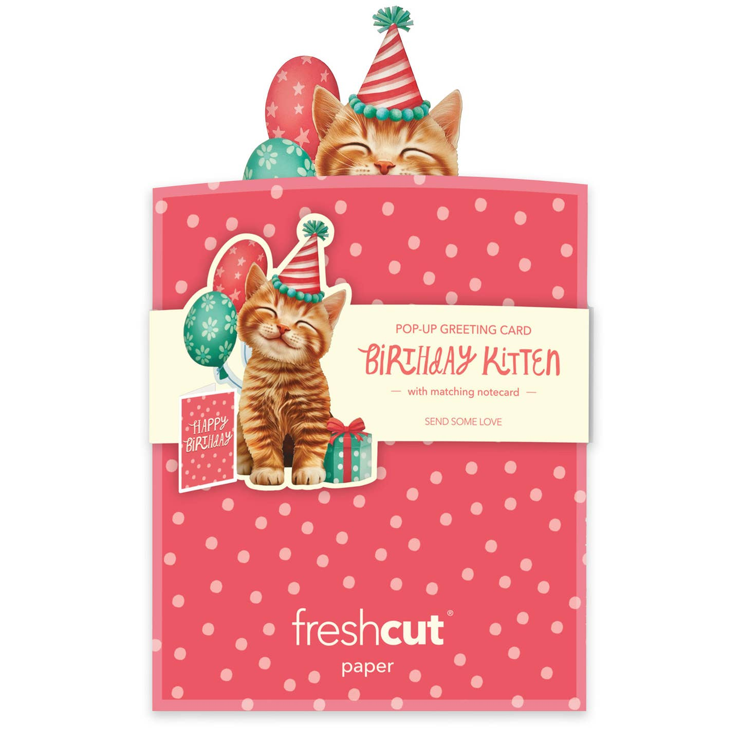 Birthday Kitten - Freshcut Paper Mini Pop-Up Greeting Card - Mellow Monkey