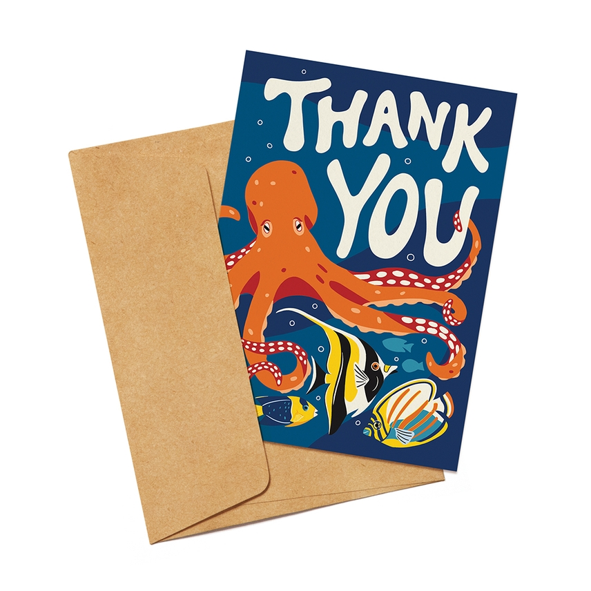 Octopus & Friends Thank You Greeting Card - Mellow Monkey